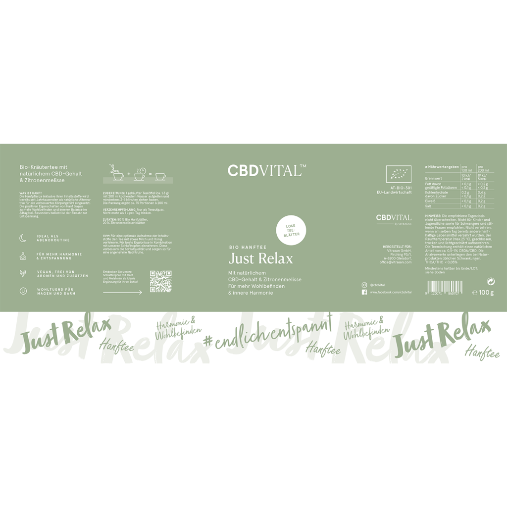 CBD Hanftee Bio - just relax - 100g