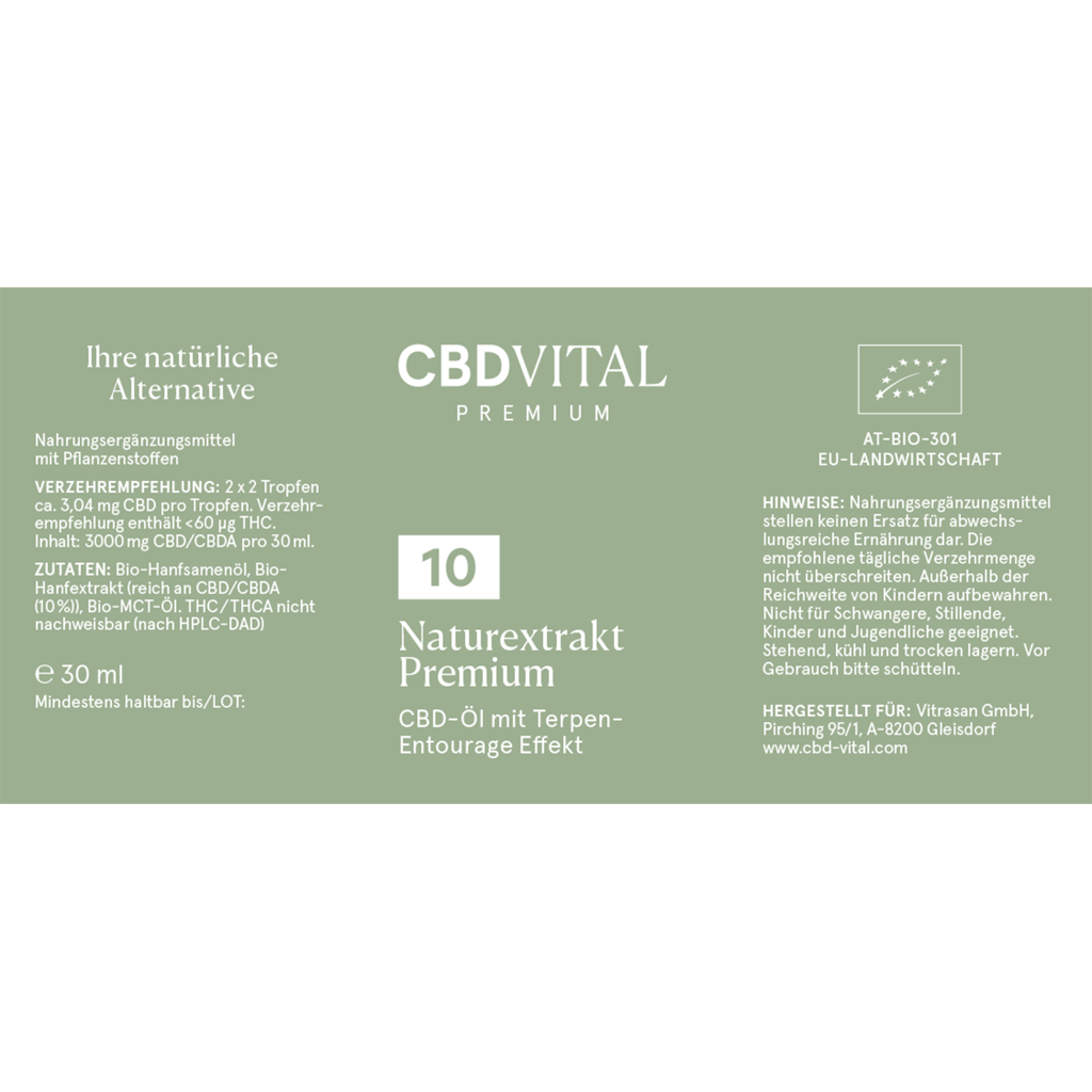 CBD Naturextrakt Premium Öl 10% | 30ml